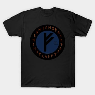 Blue Fehu Elder Futhark | Viking Rune Symbol T-Shirt